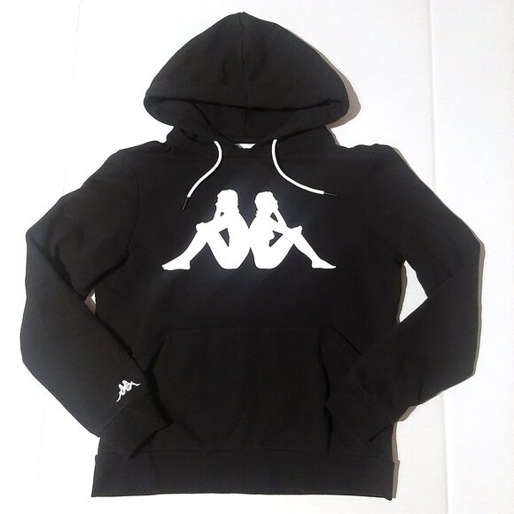 KAPPA logo hoodie black unisex size Small USA L.A. Track an field authentic FIRE - Picture 1 of 6